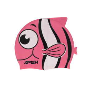 Gorro de natación para niños diseño pez rosado