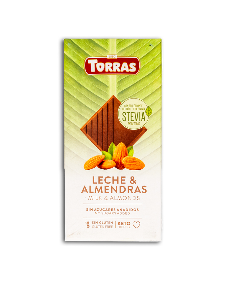 Chocolate con leche, almendras y stevia