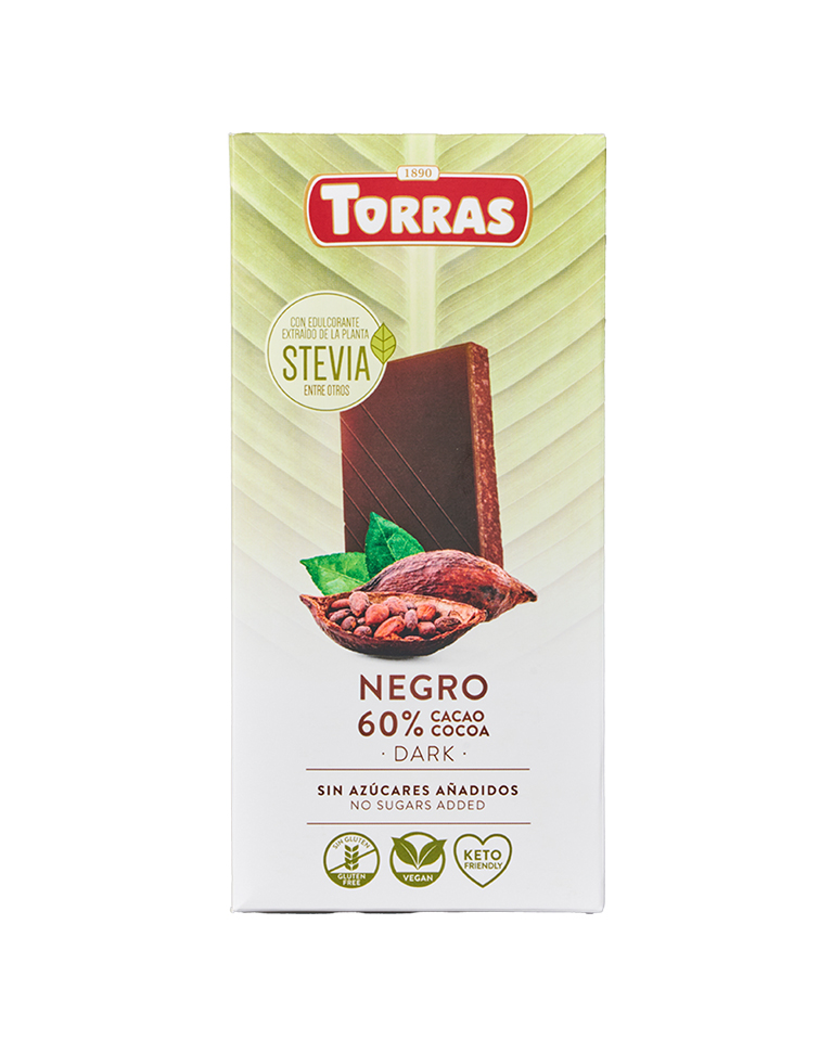 Chocolate negro al 60% y stevia