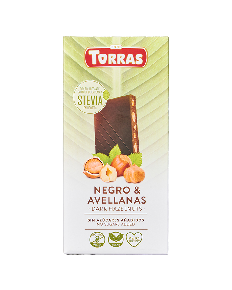 Chocolate negro con avellanas y stevia