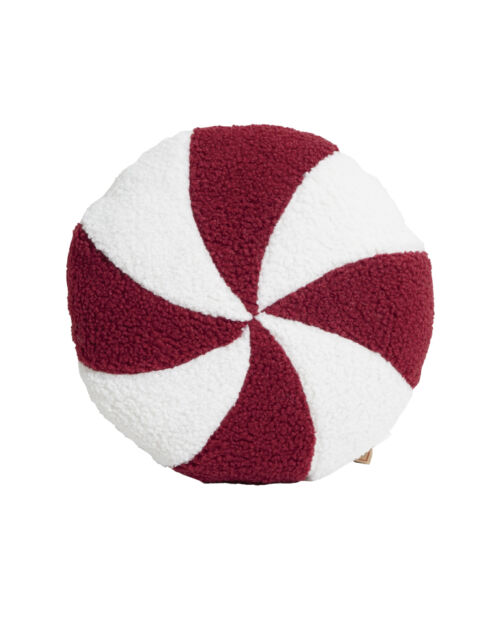 Cojín de caramelo rojo con blanco