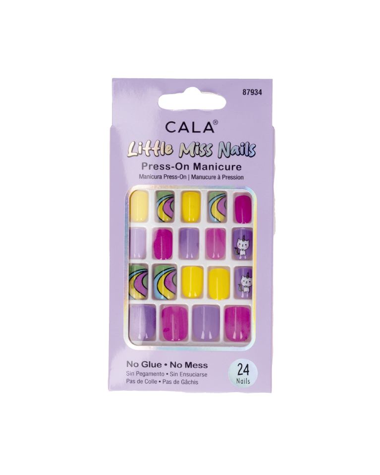 Kit de uñas morado, amarillo y verde