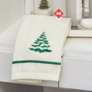 Toalla blanca brillante con árbol