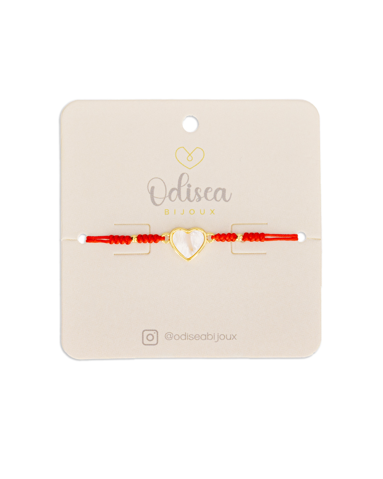 Pulsera de corazón nácar roja