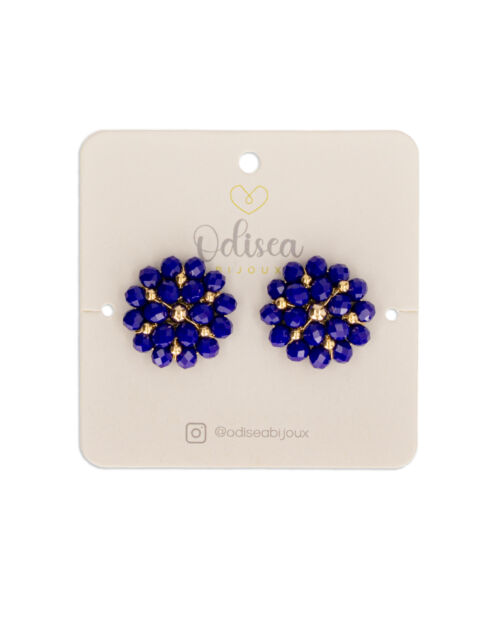 Aretes doble flor azules