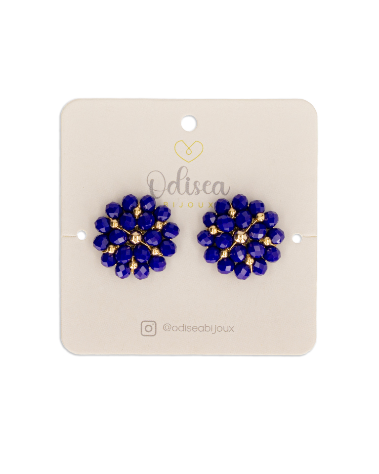Aretes doble flor azules