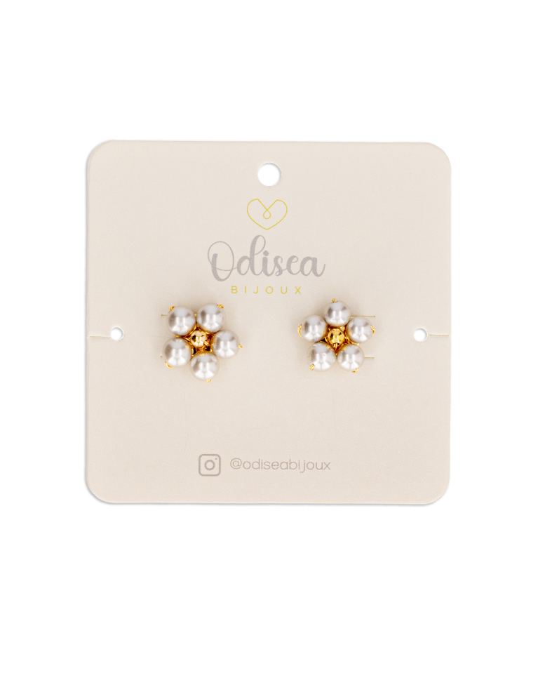 Aretes de flores grises