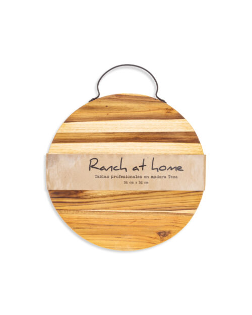 Tabla redonda con asa de metal