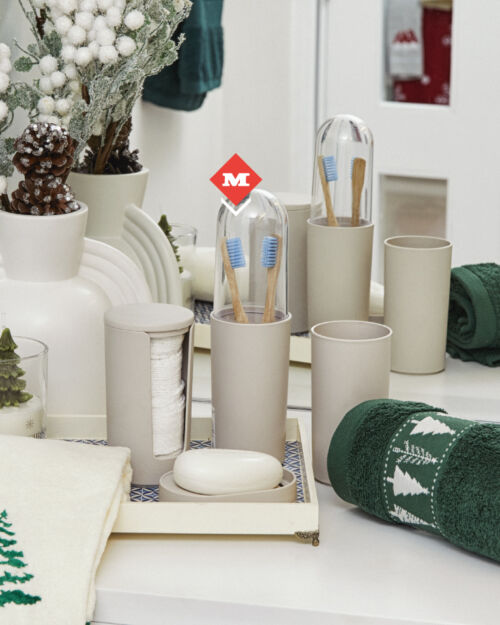 Portacepillos con tapa gris clara