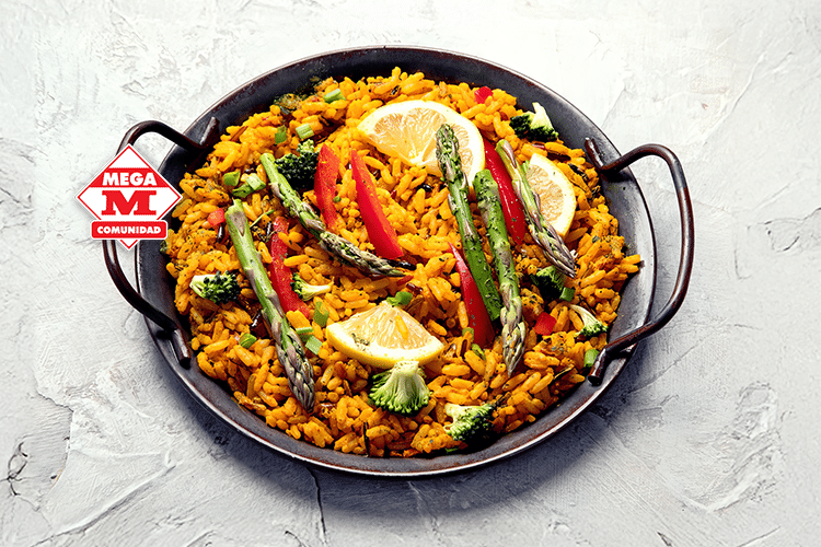 Receta: Paella de salmón y espárragos