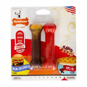 Juguete Para Perro Diseño Hueso Sabor A Burguer Y Aple Pie NYLABONE 2 Piezas