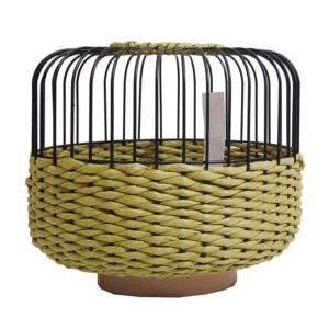 Lampara De Mesa Diseño Alambre Y Mimbre Verde FREE HOME Unidad