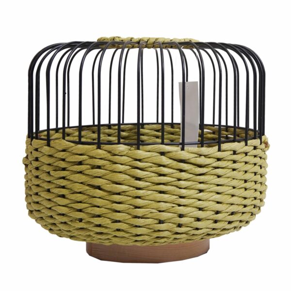 Lampara De Mesa Diseño Alambre Y Mimbre Verde FREE HOME Unidad