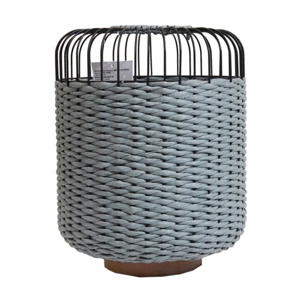 Lampara De Mesa Diseño Alambre Y Mimbre Azul Claro FREE HOME Unidad