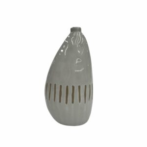 Florero Decorativo Pequeño Diseño Líneas Crema FREE HOME Unidad