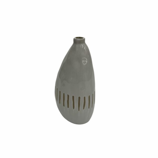 Florero Decorativo Pequeño Diseño Líneas Crema FREE HOME Unidad - Imagen 3