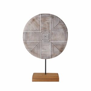 Escultura Decorativa Redonda Con Base De Madera FREE HOME Pequeña