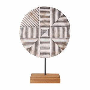 Escultura Decorativa Redonda Con Base De Madera FREE HOME Grande