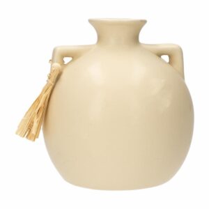 Florero Decorativo Con Doble Asa Diseño Raffia Color Beige FREE HOME Unidad