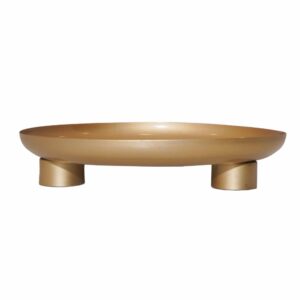 Bandeja Decorativa Dorada Con Pie Redonda FREE HOME Unidad
