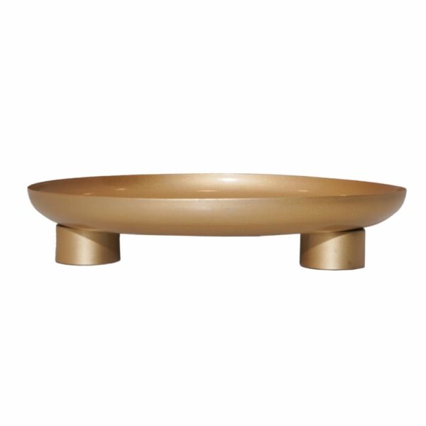 Bandeja Decorativa Dorada Con Pie Redonda FREE HOME Unidad