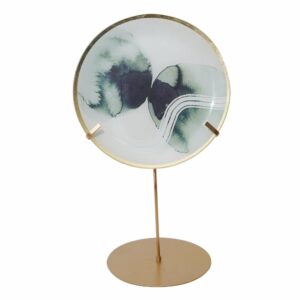 Plato Decorativo Con Base Dorada Grande FREE HOME Unidad