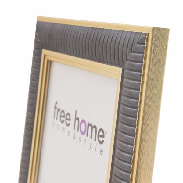 Porta Retrato Marco Gris Dorado FREE HOME 10X15 Cm - Imagen 2