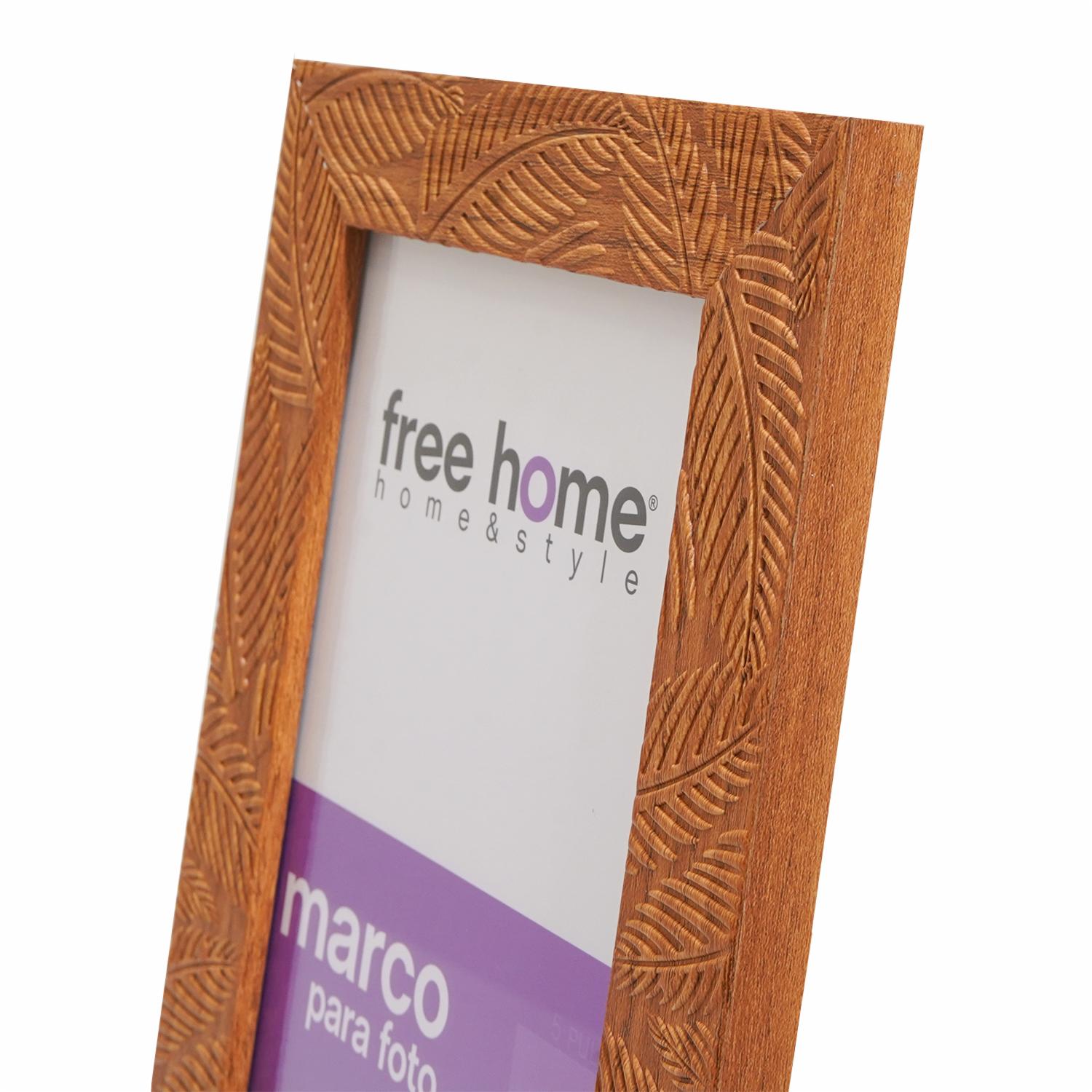 Porta Retrato Diseño Hojas Madera FREE HOME 10X15 Cm - Imagen 2