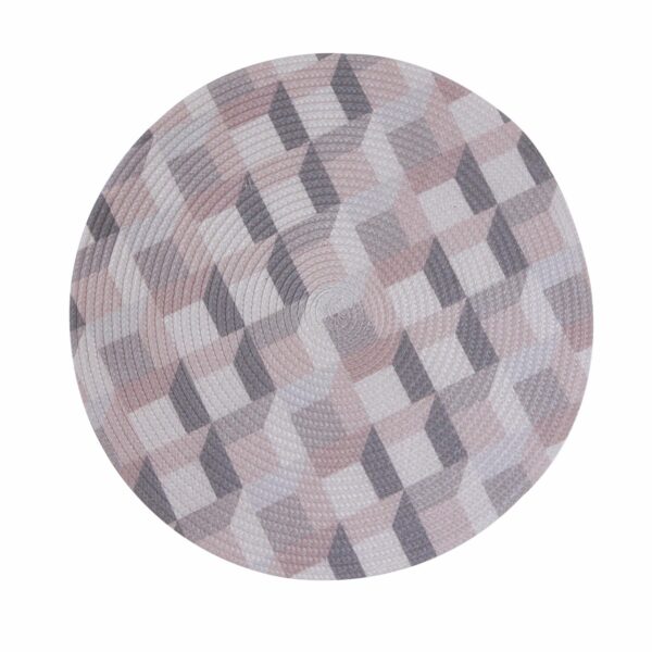 Individual Para Comedor Diseño Redondo Gris Y Dorado FREE HOME 38 Cm