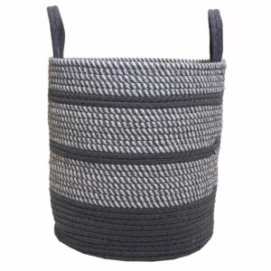 Cesta De Mimbre Color Gris Con Blanco Color Grande FREE HOME Unidad