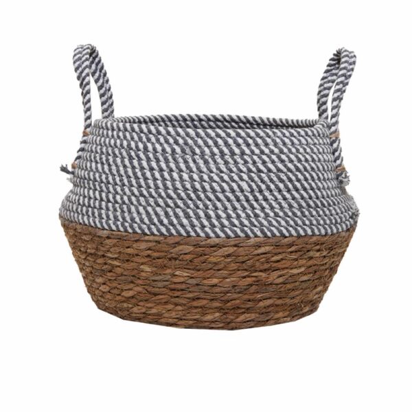 Cesto De Mimbre Color Gris Con Blanco FREE HOME Unidad