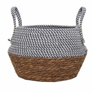 Cesto De Mimbre Color Gris Con Blanco FREE HOME Unidad