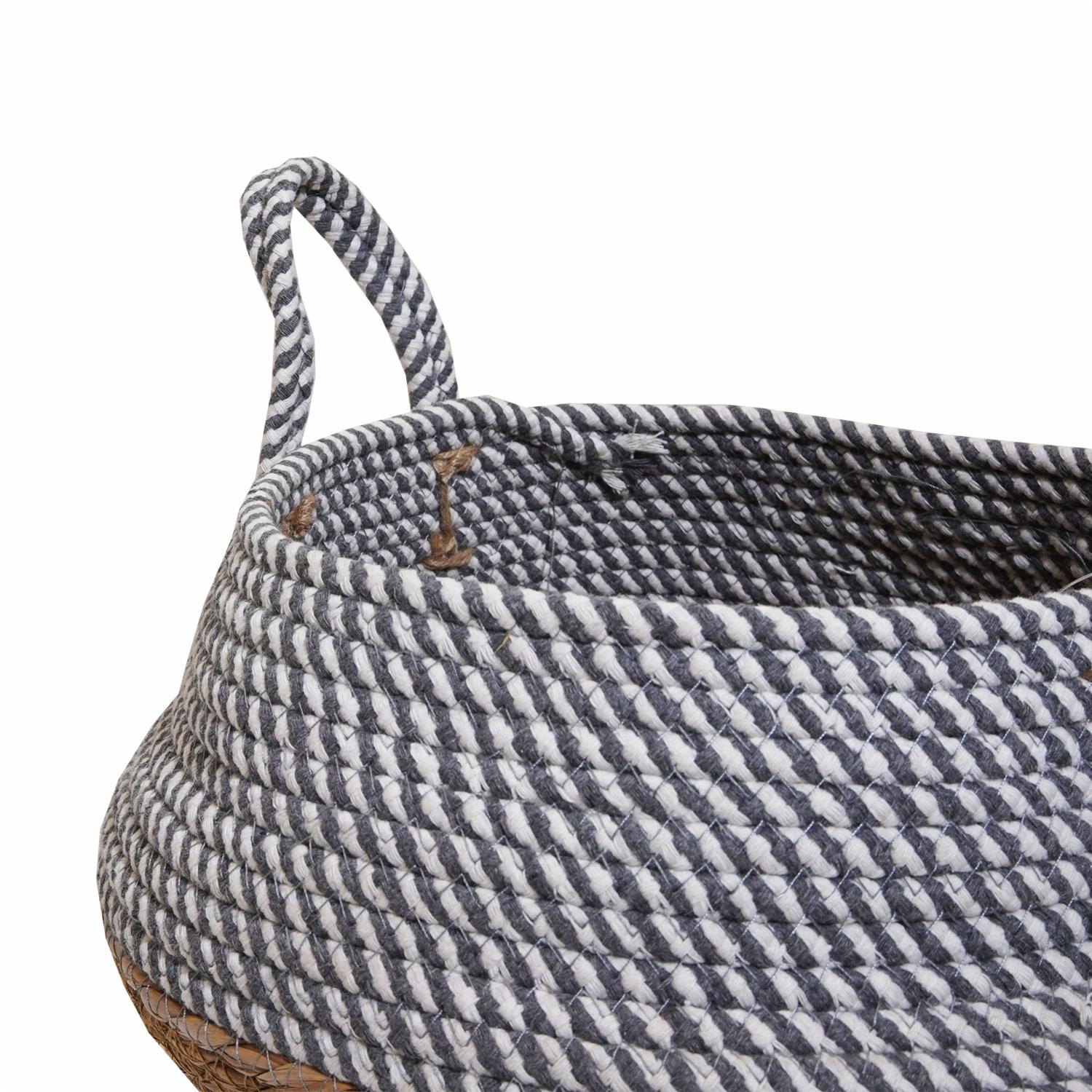 Cesto De Mimbre Color Gris Con Blanco FREE HOME Unidad - Imagen 2