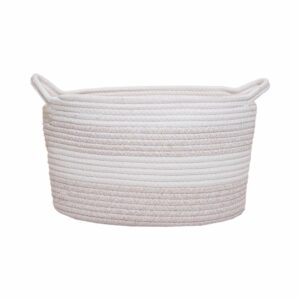 Cesto De Mimbre Color Crema Con Blanco FREE HOME Unidad