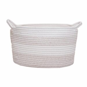 Cesto De Mimbre Color Crema Con Blanco FREE HOME Unidad