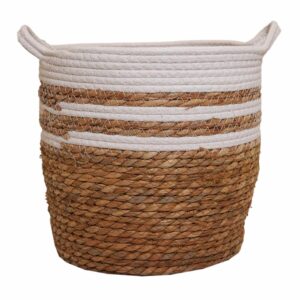 Cesto De Mimbre Con Rayas Blancas FREE HOME Unidad