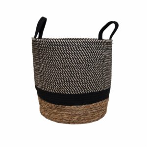 Cesta De Mimbre Color Negro Con Beige FREE HOME Unidad