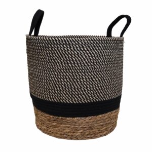 Cesto De Mimbre Color Negro Y Beige FREE HOME Unidad