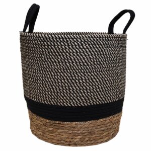 Cesto De Mimbre Color Negro Con Beige FREE HOME Unidad