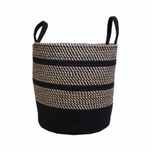 Cesto De Mimbre Color Negro Con Beige FREE HOME Unidad