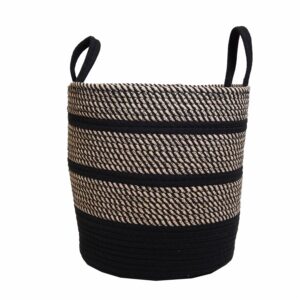 Cesto De Mimbre Color Negro Con Beige FREE HOME Unidad