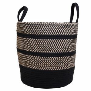 Cesto De Mimbre Color Negro Y Beige FREE HOME Unidad