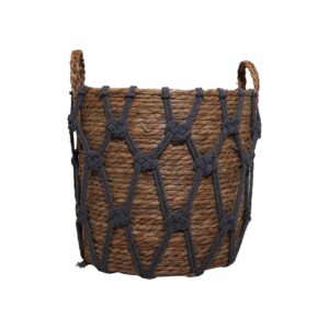 Cesto De Mimbre Con Cordones Gris FREE HOME Unidad
