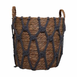 Cesto De Mimbre Con Cordones Gris FREE HOME Unidad