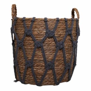 Cesto De Mimbre Con Cordones Gris FREE HOME Unidad