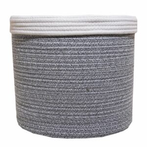Cesto De Mimbre Color Gris Con Blanco Sin Azas FREE HOME Unidad