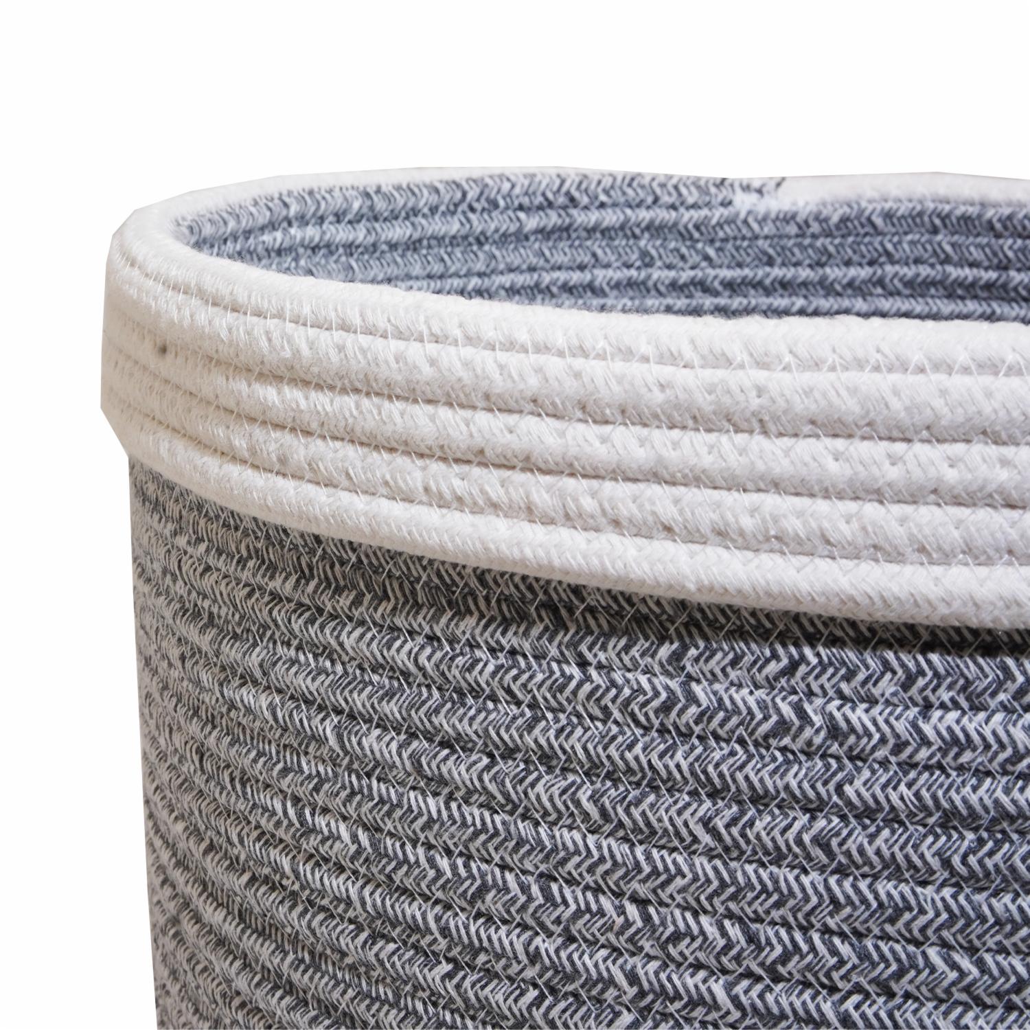 Cesto De Mimbre Color Gris Con Blanco Sin Azas FREE HOME Unidad - Imagen 2