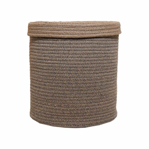 Cesta De Mimbre Beige Y Gris Con Tapa Sin Azas FREE HOME Unidad