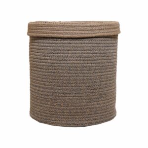 Cesta De Mimbre Beige Y Gris Con Tapa Sin Azas FREE HOME Unidad