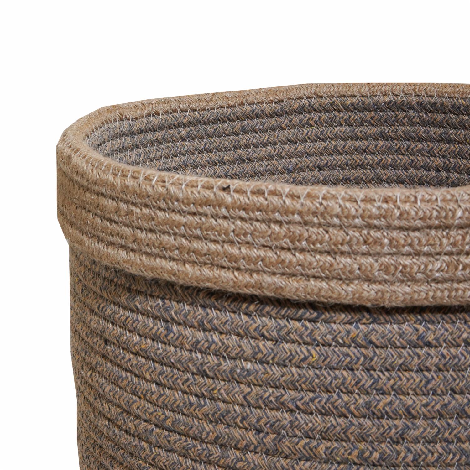 Cesta De Mimbre Beige Y Gris Con Tapa Sin Azas FREE HOME Unidad - Imagen 2